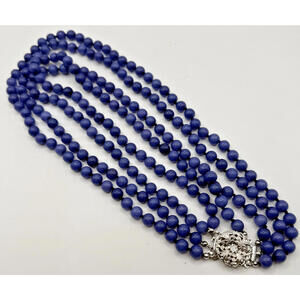 JBK, Jacqueline Bouvier Kennedy, 4-Strand Lapis Lazuli Necklace, Camrose & Kross